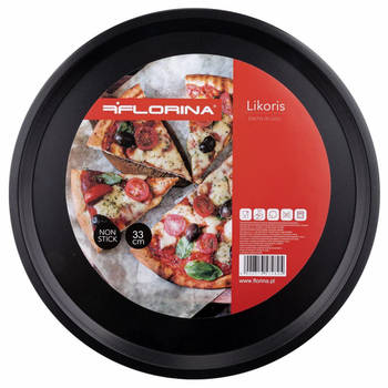 Florina Likoris pizzaplaat bakvorm voor het maken van pizza 33 x 1 cm - Zwart