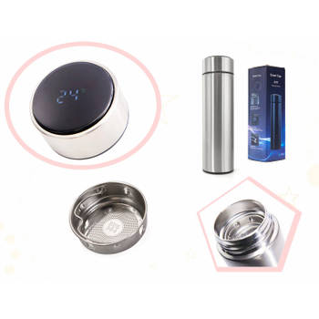 Thermos mok smart LED 500ml zilver - thermosfles - isoleerkan -