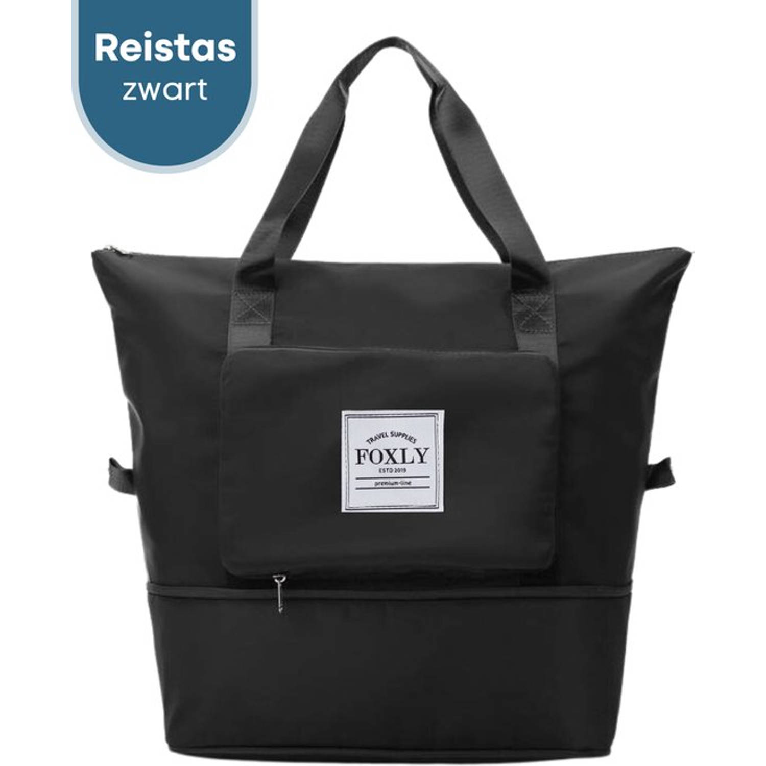 FOXLY® Opvouwbare Handbagage Reistas - Handbagage formaat - Reistas - Opvouwbaar Tot 28 x 18 cm - Zwart