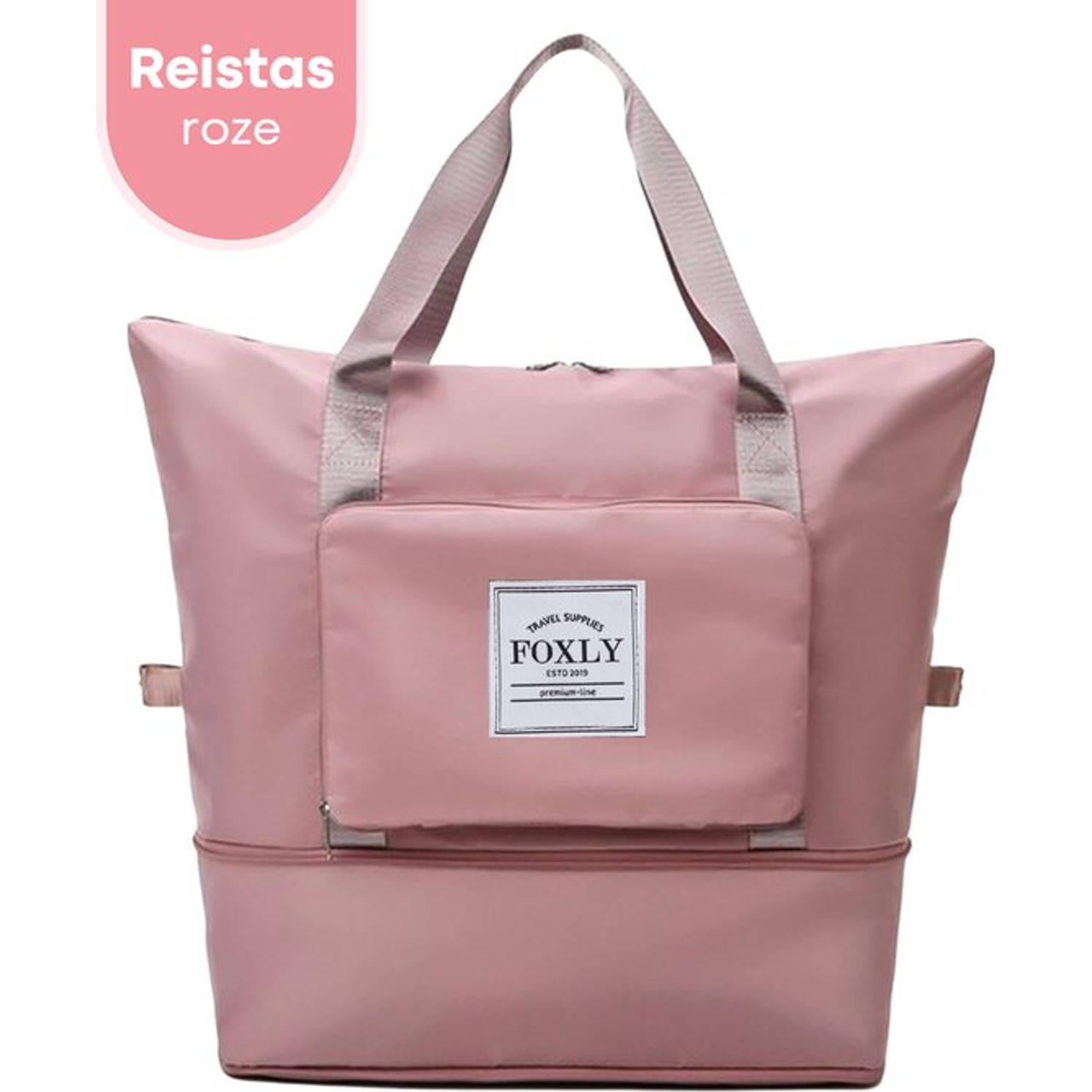 FOXLY® Opvouwbare Handbagage Reistas Handbagage formaat Reistas Opvouwbaar Tot 28 x 18 cm Roze