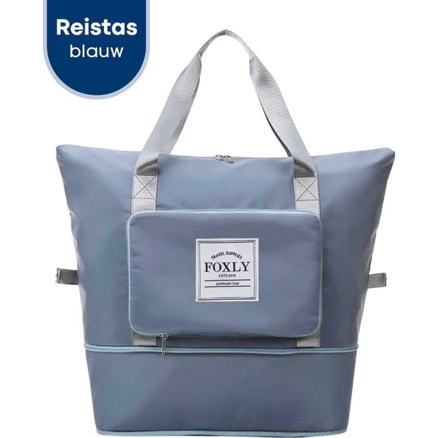 FOXLY® Opvouwbare Handbagage Reistas Handbagage formaat Reistas Opvouwbaar Tot 28 x 18 cm Blauw