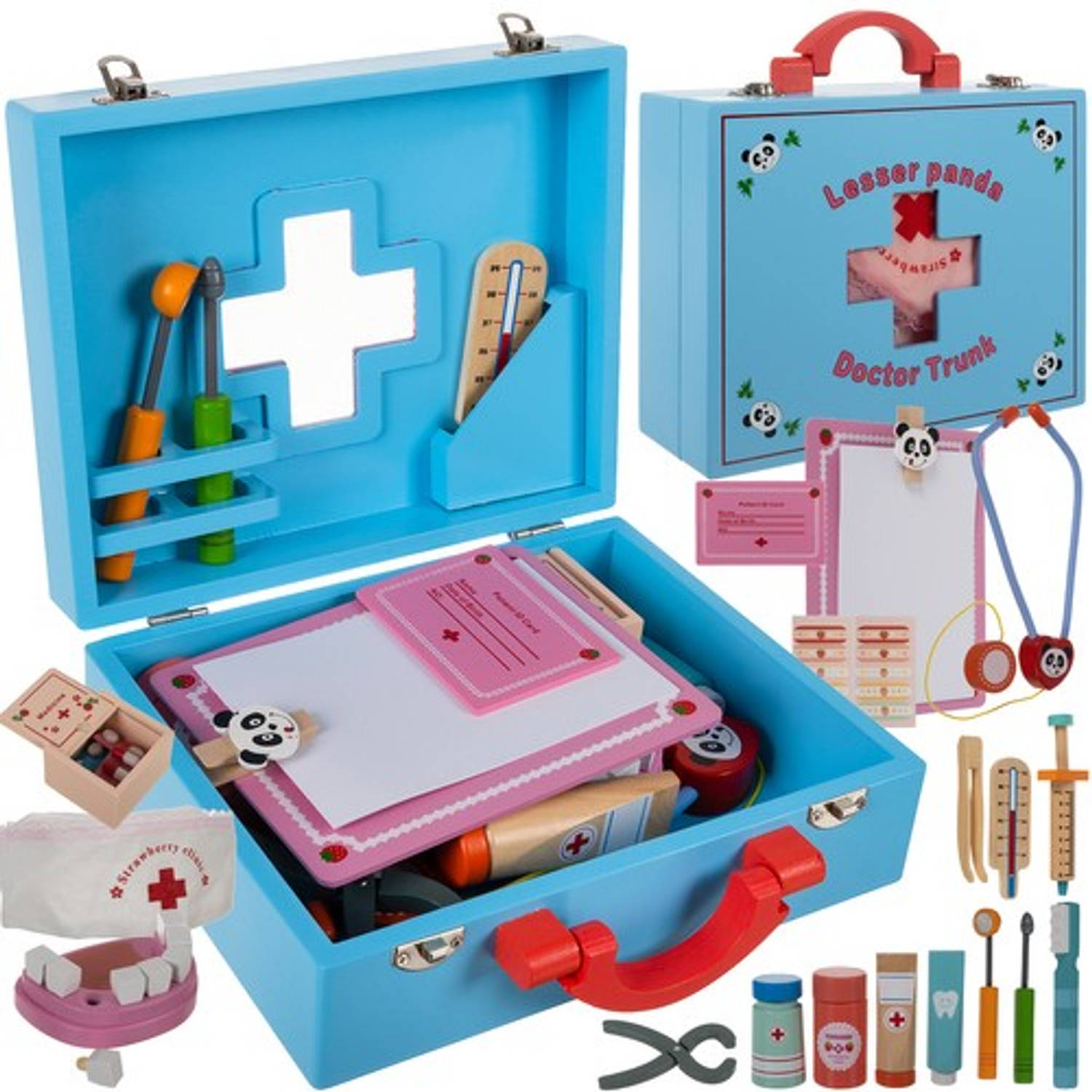 Houten Doktersset Speelgoed met accessoires Draagkoffer Dokterskoffertje Voor Jongens en Meisjes
