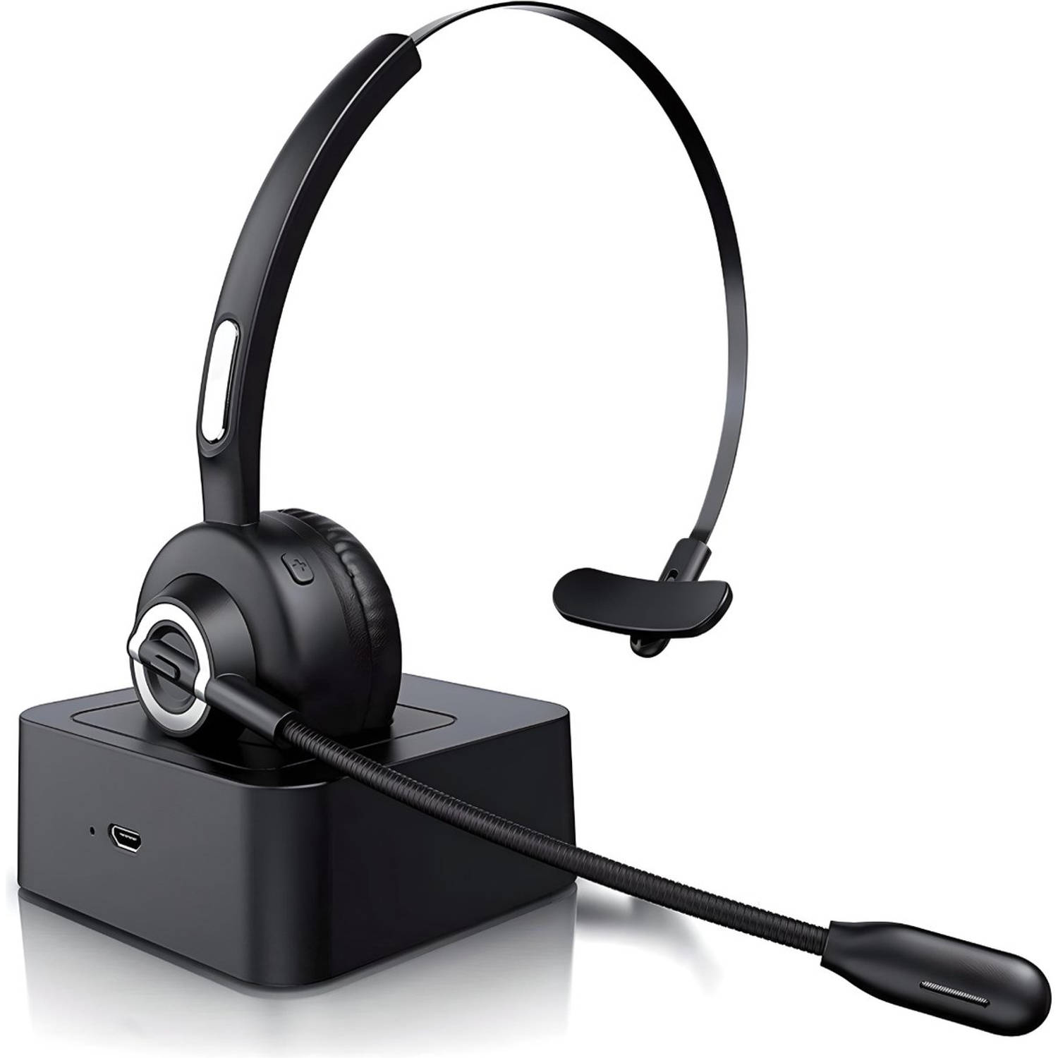 Nince Draadloze Headset Bluetooth 5.0 -met Ruisonderdrukking Draaibare Microfoon voor PC-Laptop-Tele