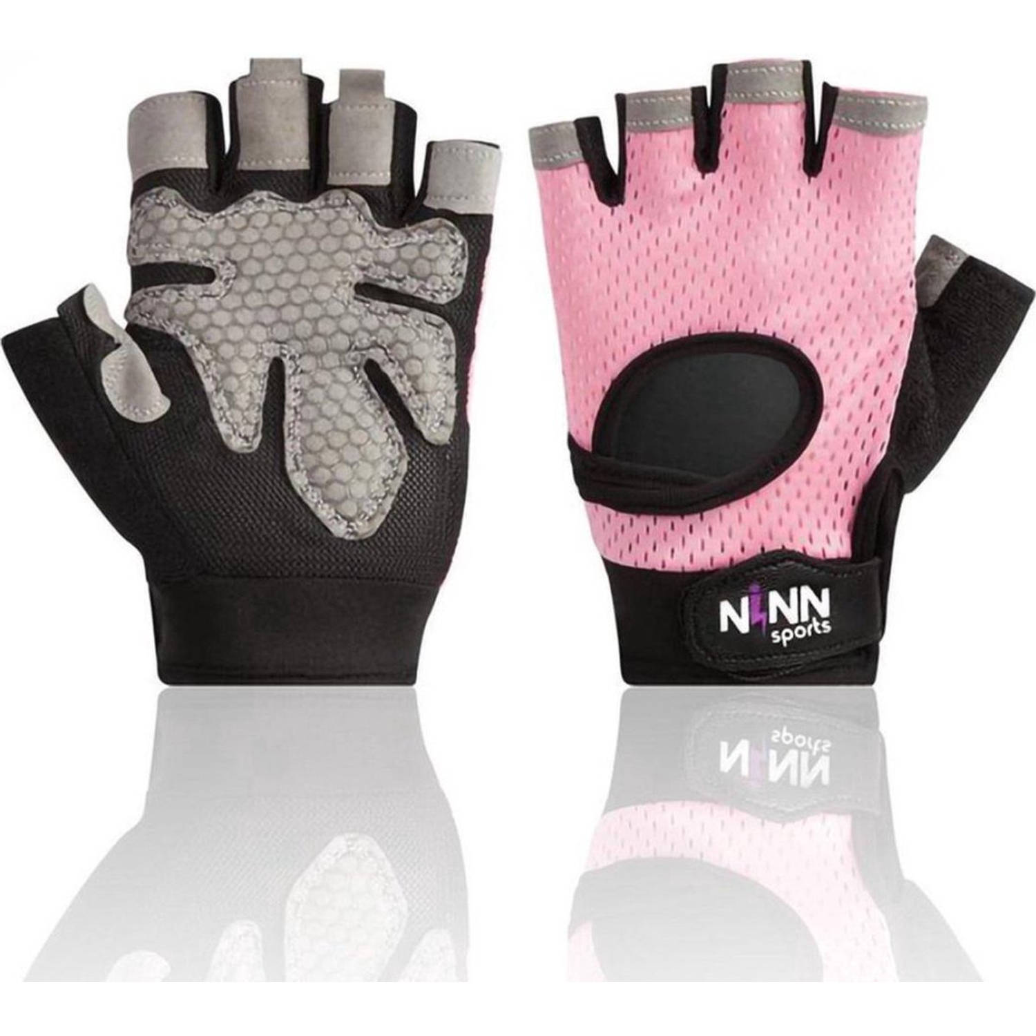 NINN Sports Lady gloves L (Roze) - Dames fitness handschoenen - Sport handschoenen dames - Grip Gloves - Fitnesshandschoenen Vrouwen