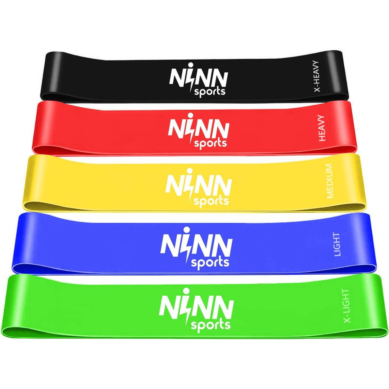 NINN Sports Premium Weerstandsbanden Set van 5 Resistance Banden Incl eBook Valentijn cadeautje voor