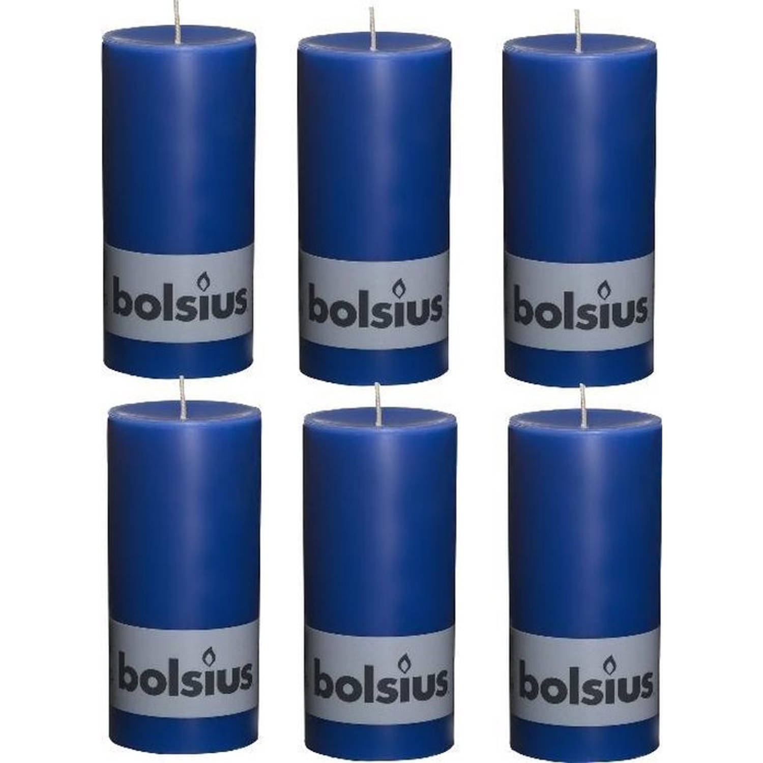 Bolsius Stompkaars Elegance - Koningsblauw - H15xD7 cm - 6 stuks