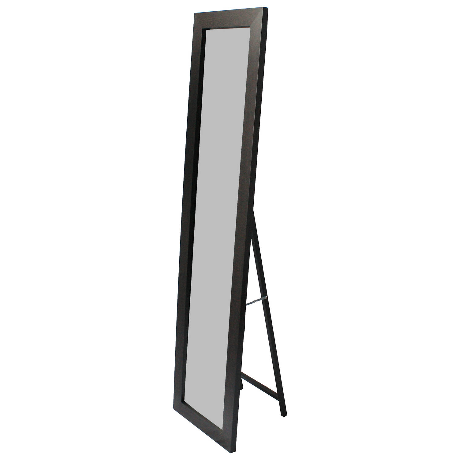 Lowander staande spiegel 160x40 cm passpiegel-vrijstaande garderobe spiegel zwart houten lijst
