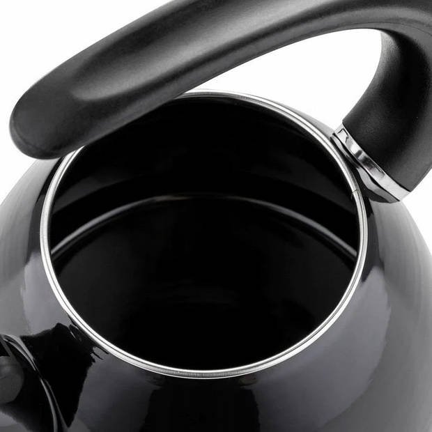 Emalia Aperto Fluitketel Emaille hoogglans zwart 2.2 Liter - Waterketel - Geschikt Voor Alle Warmtebronnen