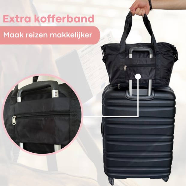 FOXLY® Opvouwbare Handbagage Reistas – Handbagage formaat - Reistas - Opvouwbaar Tot 28 x 18 cm – Roze