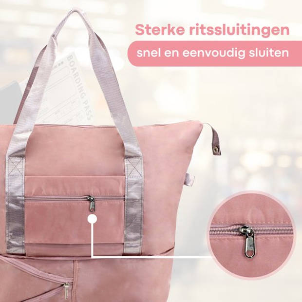 FOXLY® Opvouwbare Handbagage Reistas – Handbagage formaat - Reistas - Opvouwbaar Tot 28 x 18 cm – Roze