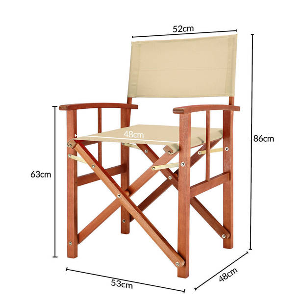 Regisseursstoel, set van 2, klapstoel, vouwstoel, rood, duurzaam, eucalyptushout, waterafstotend stof, klapstoel
