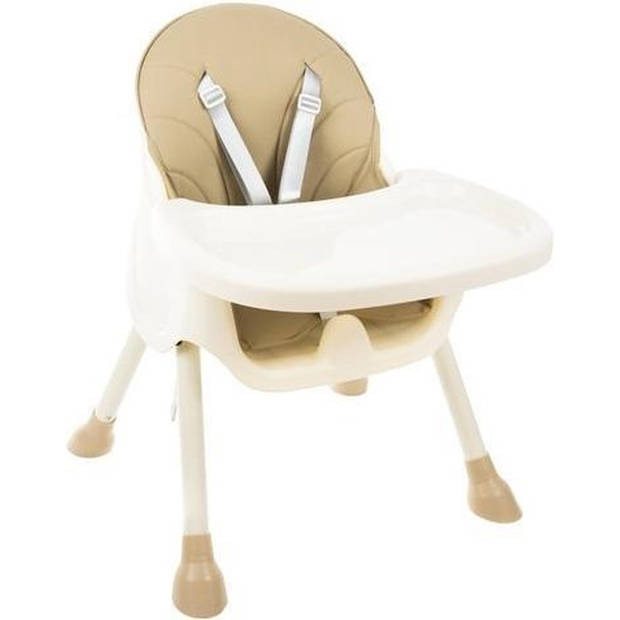 Kruzzel 3 in 1 kinderstoel met 5 punts veiligheidsgordel - feeding chair - beige