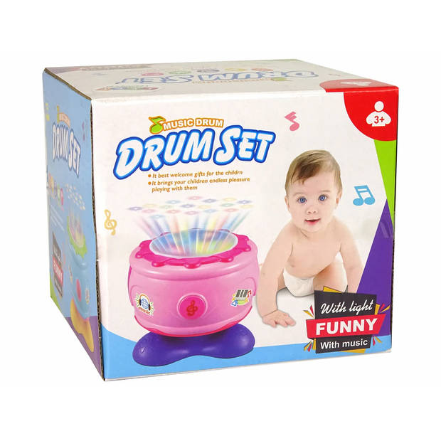 Interactieve muziek drumstel voor kinderen met licht en geluid - Drum met geluid en licht - Roze - Vanaf 3 jaar