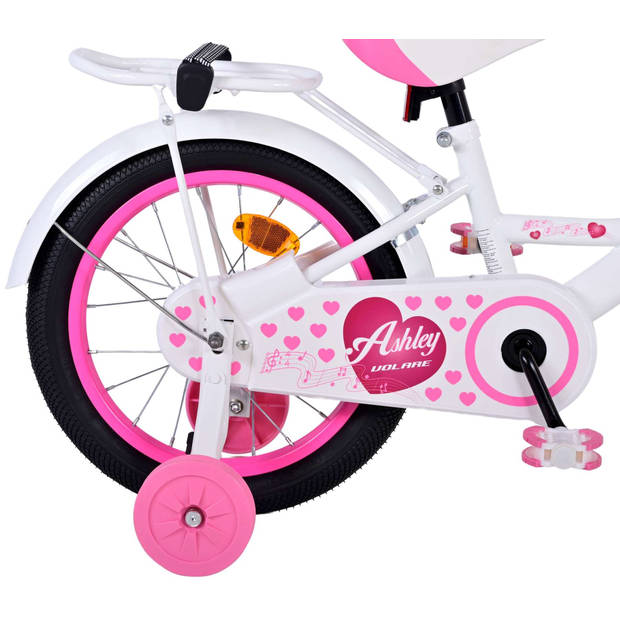 Volare Meisjesfiets Ashley 16 Inch 23 cm Meisjes Terugtraprem Wit/Roze