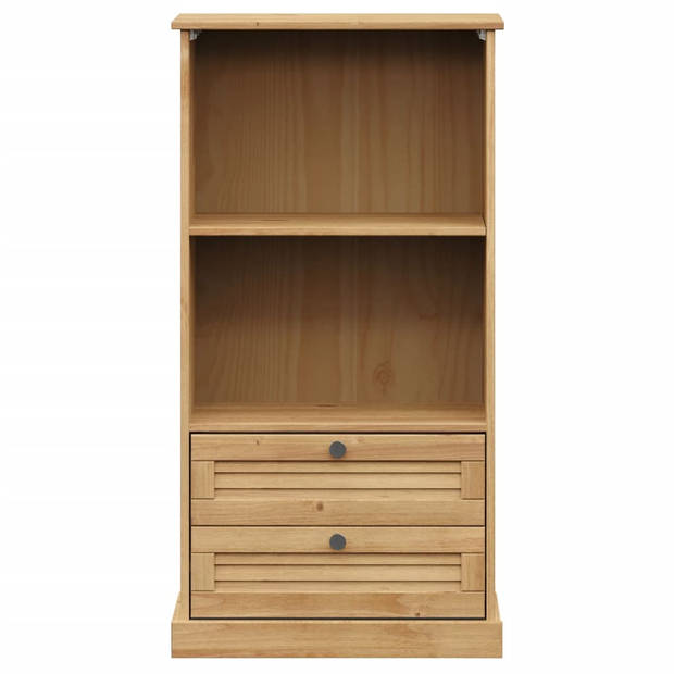 The Living Store VIGO boekenkast - 60 x 35 x 114.5 cm - massief grenenhout - 2 vakken - 2 lades