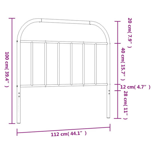 vidaXL Hoofdbord metaal zwart 107 cm