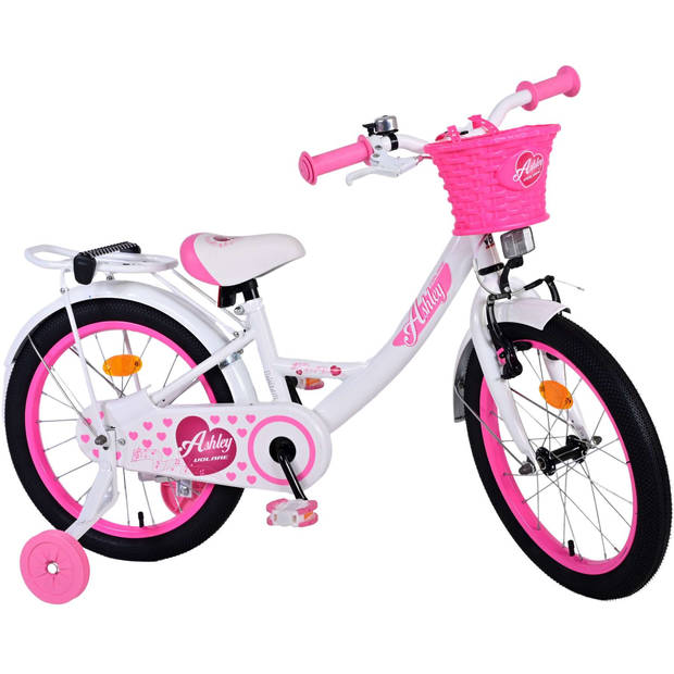 Volare Meisjesfiets Ashley 18 Inch 25 cm Meisjes Terugtraprem Wit/Roze