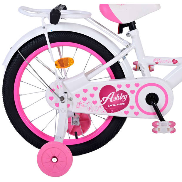 Volare Meisjesfiets Ashley 18 Inch 25 cm Meisjes Terugtraprem Wit/Roze