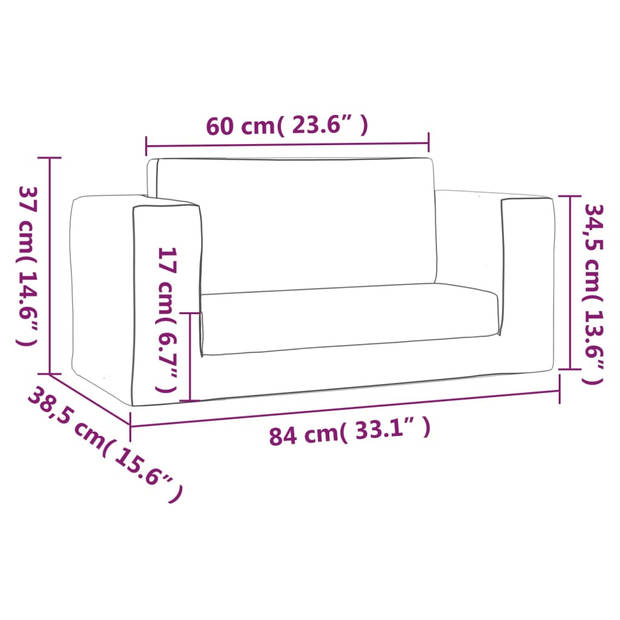 The Living Store Kinderbank - Pluche - Lichtgrijs met sterren - 84x101x34.5 cm - Afneembare hoes