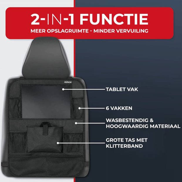 Nince premium luxe & stevige autostoel organizer met tablet houder - Set van 2 - Auto stoel organiser -
