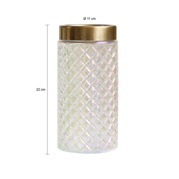 QUVIO Vaas met goud patroon - 22 cm - Transparant