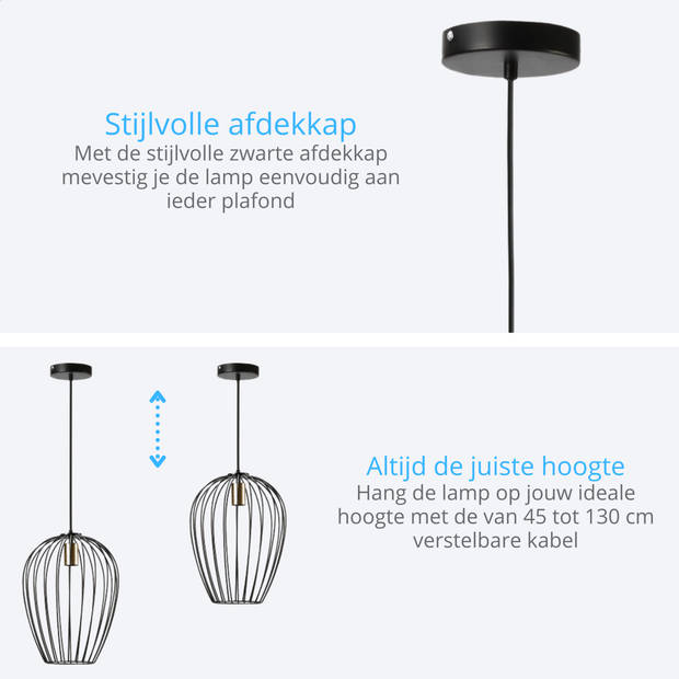 Zenzee Hanglamp - Pendellamp - Designlamp - Industrieel - Metaal - Zwart - Ø 26 x 36 cm - E27