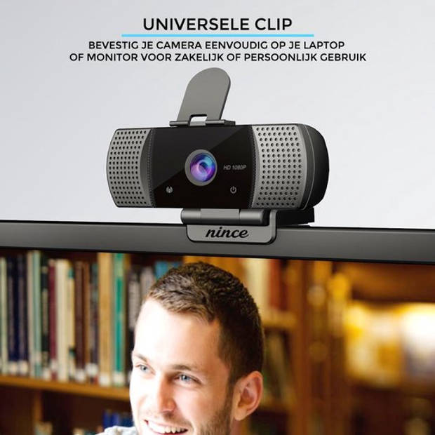 Nince Webcam van hoge Kwaliteit 2021 Model Full HD 1080P - Webcam voor pc / laptop - Webcam met Microfoon