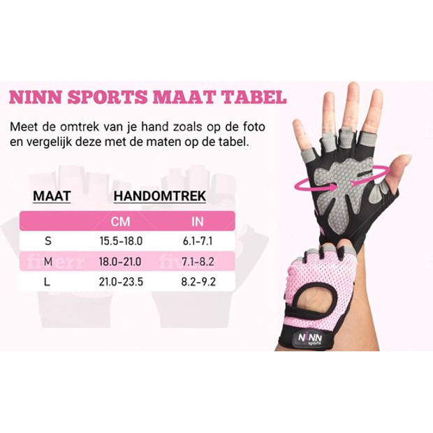 NINN Sports Lady gloves L (Roze) - Dames sporthandschoenen - Grip Gloves - Fitnesshandschoenen