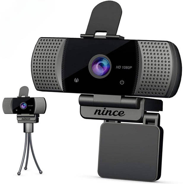 Nince Autofocus Webcam van hoge Kwaliteit 2021 Model Full HD 1080P - Webcam voor pc / laptop - met Microfoon