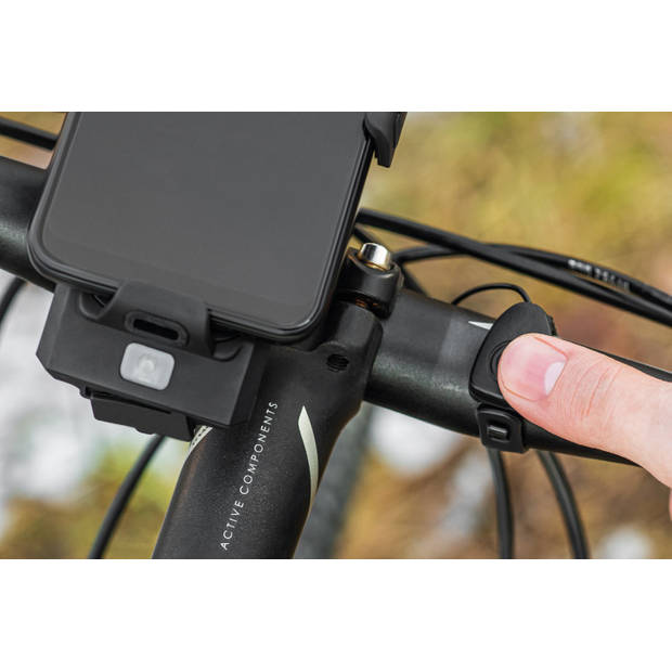 Kruger & Matz XT 50 fietstelefoonhouder met LED verlichting, powerbank 2000mAh en elektrische fietsbel