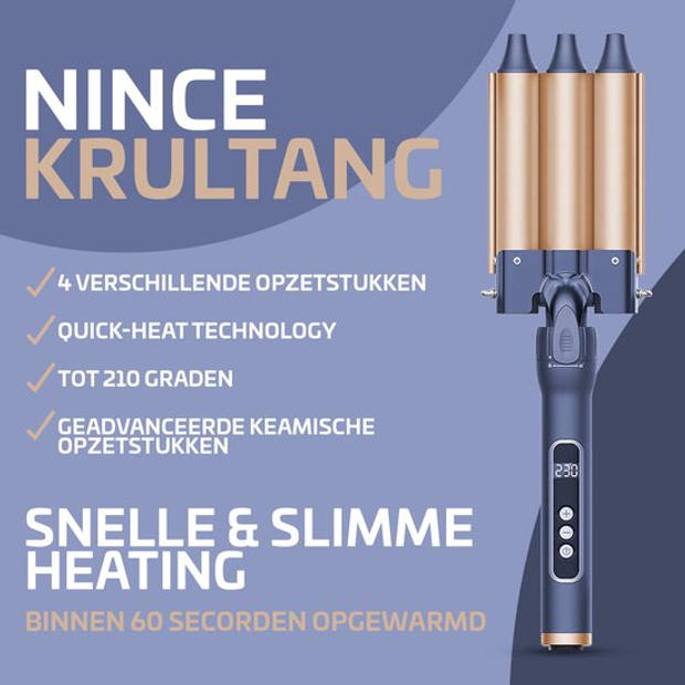 Nince Luxe Keramische Krultang /Opzetstukken - Wafeltang Waver Golvenkrultang - Krultang 5 in 1