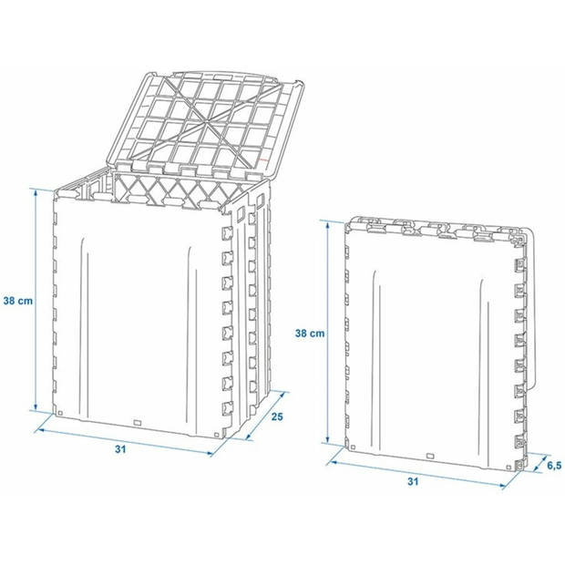 ProPlus Afvalbak met deksel- kunststof - grijs - opvouwbaar - 25 x 31 x 38 cm - 35 liter - Pedaalemmers