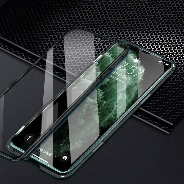 Basey iPhone 12 Hoesje Magnetisch Back Cover Case - iPhone 12 Hoes 360 graden Bescherming Case - Zwart