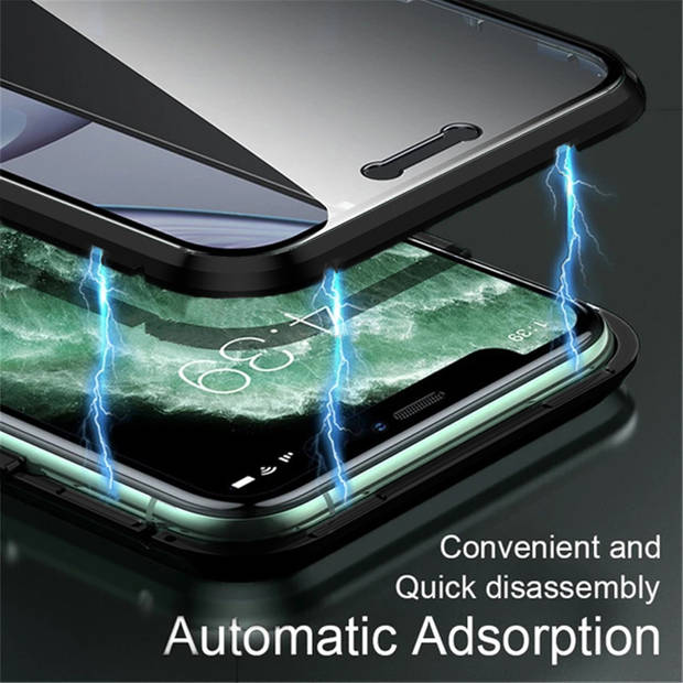 Basey iPhone Xs Hoesje Magnetisch Back Cover Case - iPhone Xs Hoes 360 graden Bescherming Case - Zwart