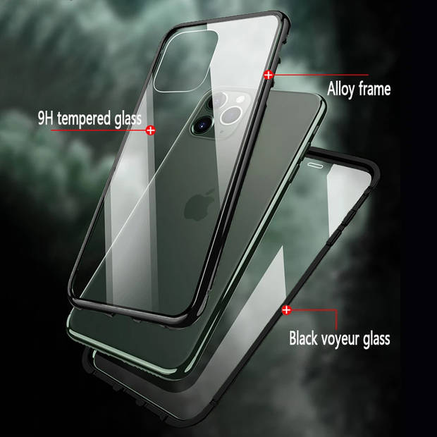 Basey iPhone 13 Pro Hoesje Magnetisch Back Cover Case - iPhone 13 Pro Hoes 360 graden Bescherming Case - Zwart