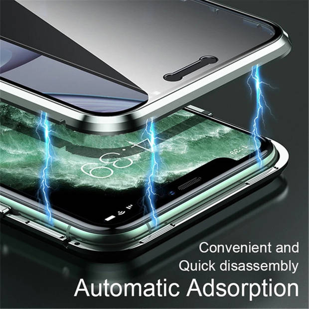 Basey iPhone 8 Hoesje Magnetisch Back Cover Case - iPhone 8 Hoes 380 graden Bescherming Case - Zilver
