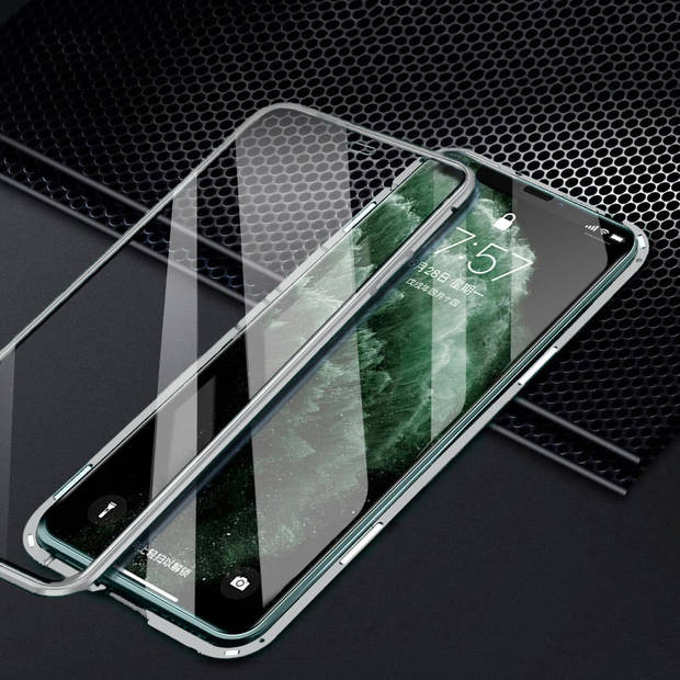 Basey iPhone 12 Pro Hoesje Magnetisch Back Cover Case - iPhone 12 Pro Hoes 360 graden Bescherming Case - Zilver