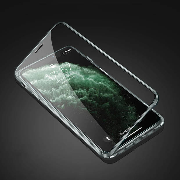 Basey iPhone 8 Hoesje Magnetisch Back Cover Case - iPhone 8 Hoes 380 graden Bescherming Case - Zilver