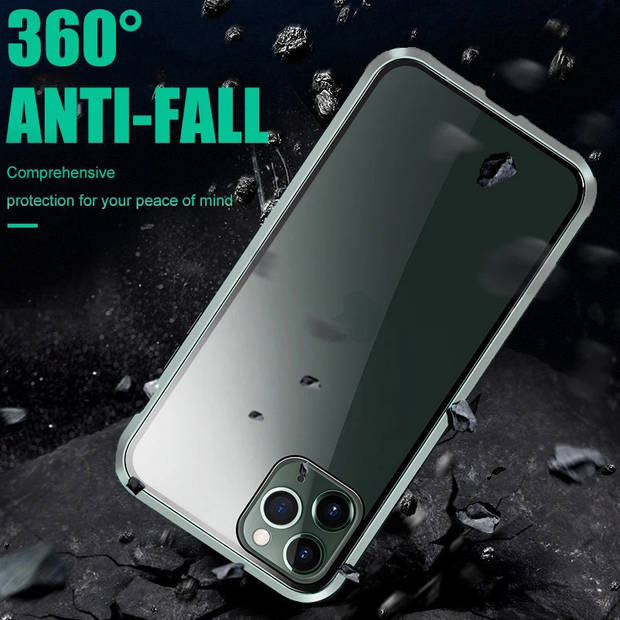 Basey iPhone 12 Hoesje Magnetisch Back Cover Case - iPhone 12 Hoes 360 graden Bescherming Case - Zilver