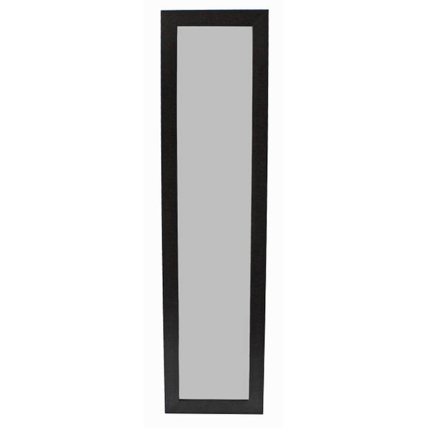 Lowander staande spiegel 160x40 cm - passpiegel / vrijstaande garderobe spiegel - zwart houten lijst