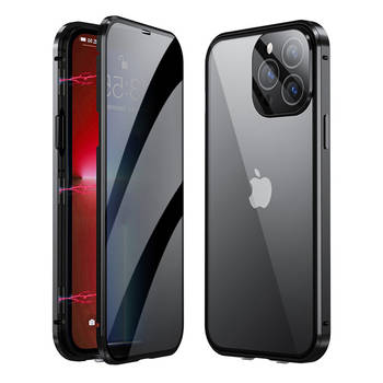 Basey iPhone 12 Pro Max Hoesje Magnetisch Back Cover Case - iPhone 12 Pro Max Hoes 360 graden Bescherming Case - Zwart