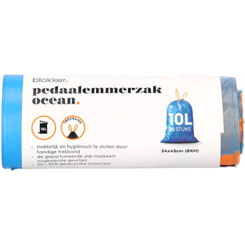 Blokker afvalzak 10 liter - 20 stuks - trekband - ocean geur