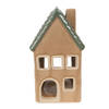 Clayre & Eef Waxinelichthouder Huis 15 cm Bruin Porselein Woondecoratie Bruin Woondecoratie