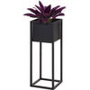 H&S Collection Plantenpot - zwart - op metalen standaard - H60 cm - Plantenpotten