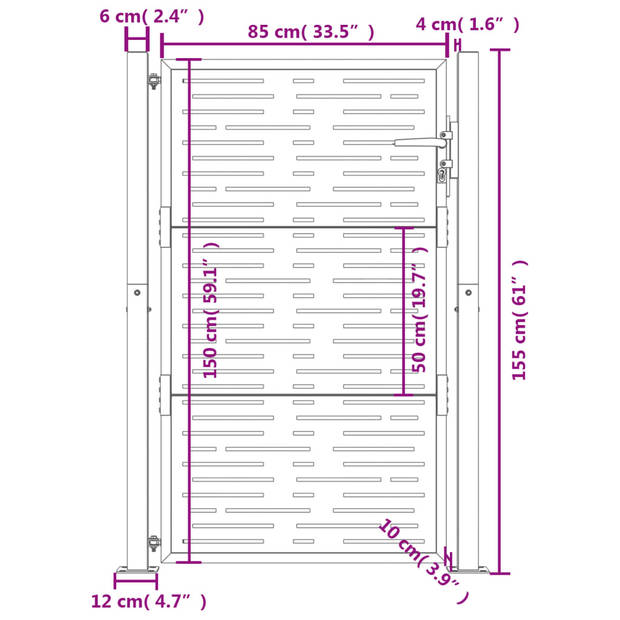 vidaXL Poort 105x155 cm met vierkant staal antracietkleurig