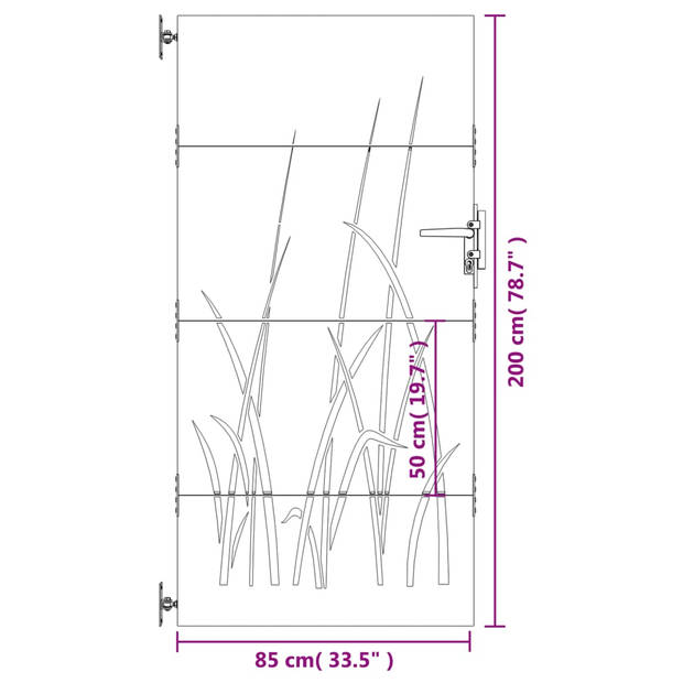 vidaXL Poort 85x200 cm grasontwerp cortenstaal