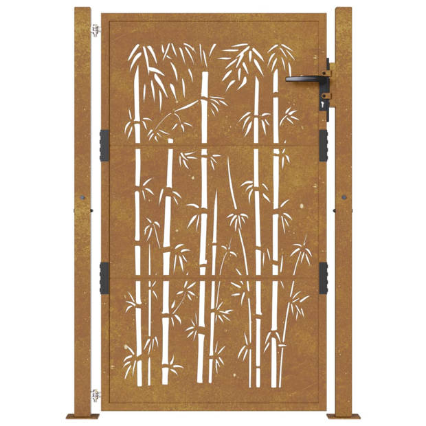 vidaXL Poort met bamboe-ontwerp 105x130 cm cortenstaal
