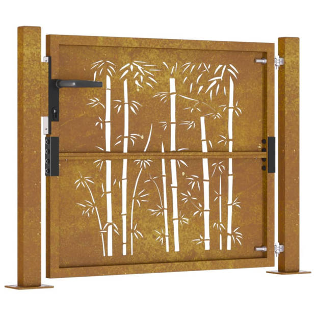vidaXL Poort met bamboe-ontwerp 105x105 cm cortenstaal