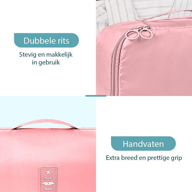 ForDig 8-Delige Packing Cubes (Roze) - Koffer Organizer Set - Bagage Organizers - Compression Cube Tassen - Travel
