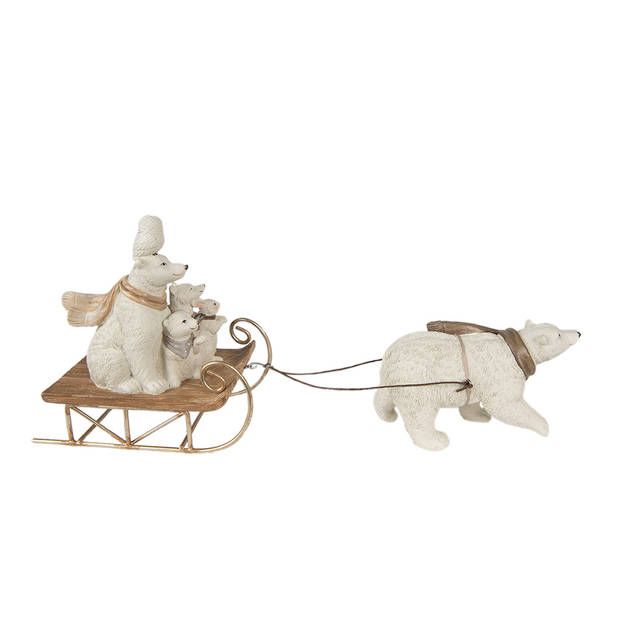 Clayre & Eef Beeld Dieren 30x8x15 cm Wit Polyresin Kerstdecoratie Wit Kerstdecoratie